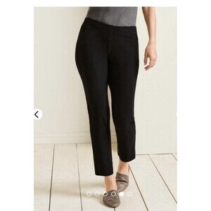 Eileen Fisher Washable Stretch Crepe Pant Slim Fit Ankle Length Size Large Black